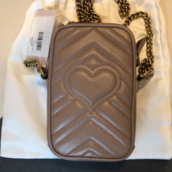 Gucci Mini GG Marmont Crossbody Bag in Nude Rose NEW - Picture 5 of 10